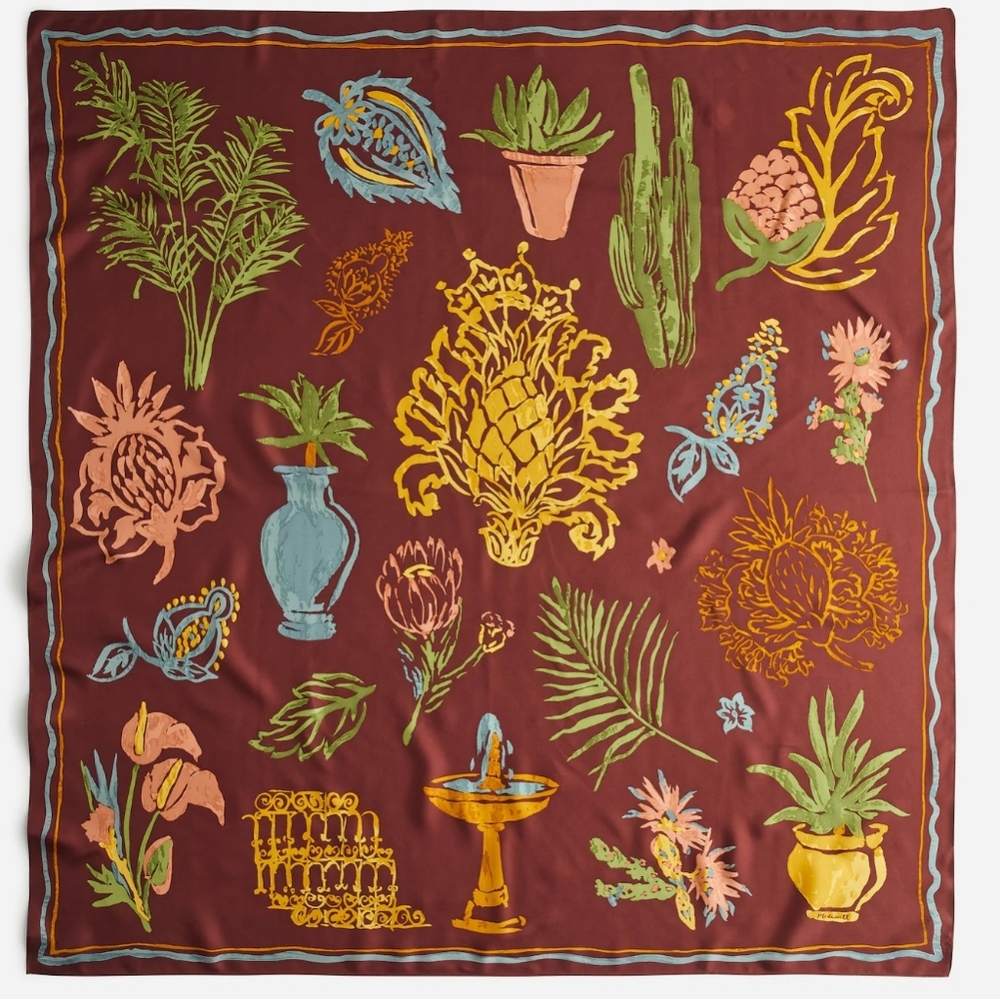 Madewell Oversized Silk Bandana - plant edition